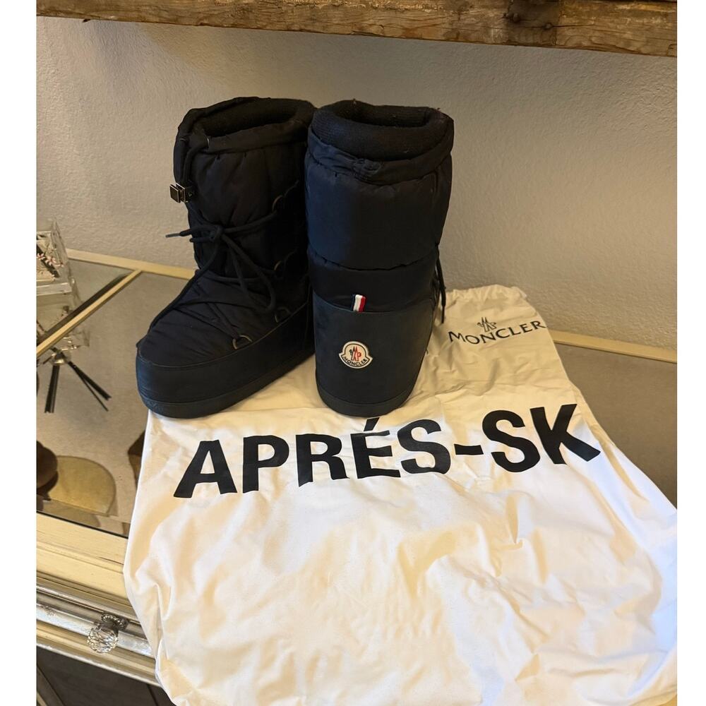 MONCLER Apres Ski Moon Boots Snow Boots Black Women Euro 39 US 9